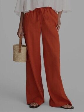 Linen Blend Pull-On Pants XS – Velvet Raw-Edge Waistband